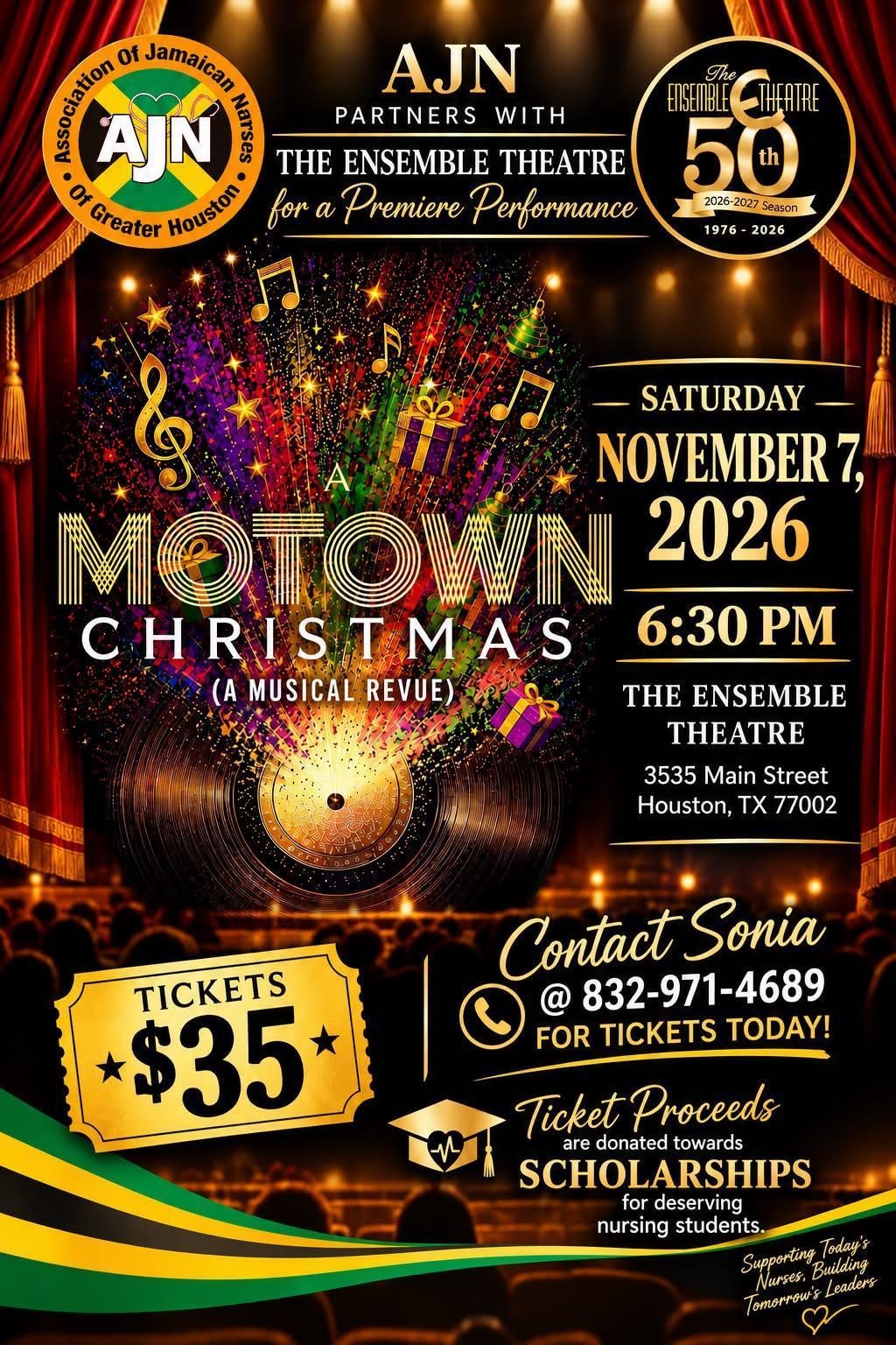 AJN Partners with The Ensemble Theatre — A Motown Christmas event flyer